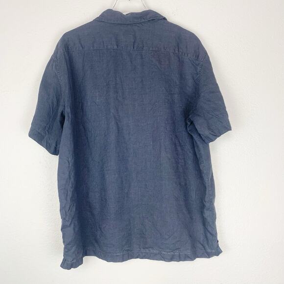 C&C California Shirt Mens Extra Large 100% Linen Button Up Beach Coastal Blue XL - Picture 3 of 7